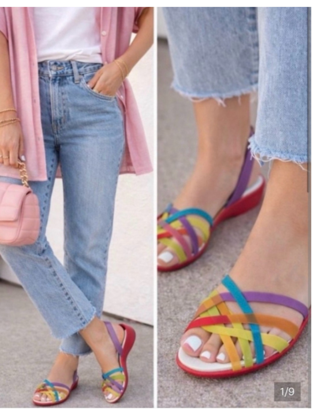 Crocs Huarache Rainbow Slingback Sandals Women's 9W Multicolor Comfort